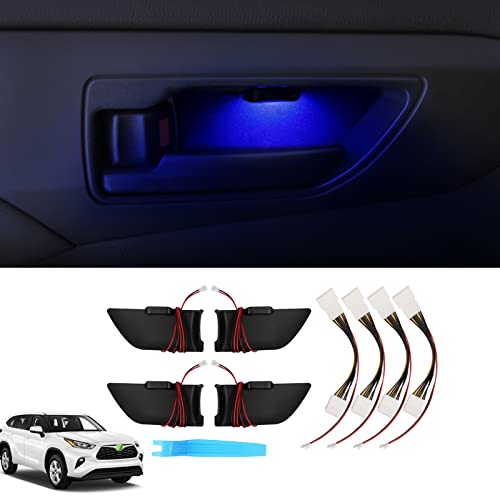 Powerty Compatible with LED Light 2020-2025 2026 Toyota Highlander Accessories Inner Door Handle Bowl Mood Lighting Decorative Interior Lamp 4PCS Blue - size: 20-26 Highlander