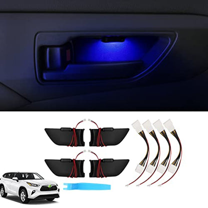 Powerty Compatible with LED Light 2020-2025 2026 Toyota Highlander Accessories Inner Door Handle Bowl Mood Lighting Decorative Interior Lamp 4PCS Blue - size: 20-26 Highlander
