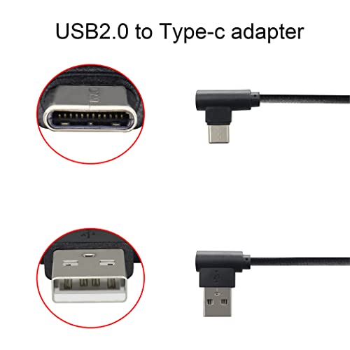 Double Elbow Type C Cable Right Angle Nylon Braided USB 2.0A to USB C Cable Type C 90°to USB A 90°Left Elbow Fast Charging Cable Compatible with Type-C Port Device [2Pack/0.6ft]
