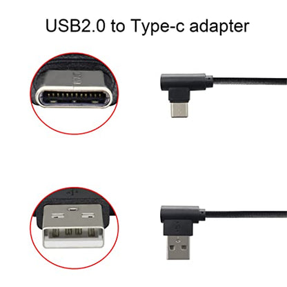 Double Elbow Type C Cable Right Angle Nylon Braided USB 2.0A to USB C Cable Type C 90°to USB A 90°Left Elbow Fast Charging Cable Compatible with Type-C Port Device [2Pack/0.6ft]
