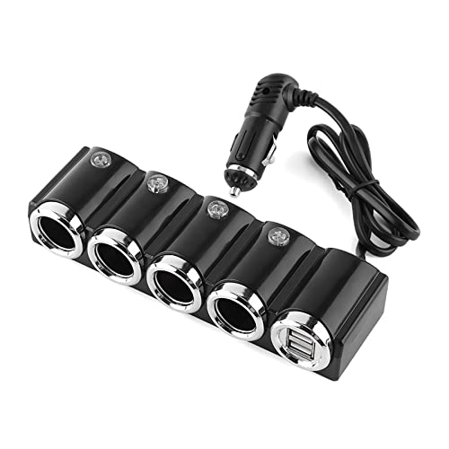 4-Port USB Car Cigarette Lighter Socket Splitter Power Adapter, 12 V/24 V