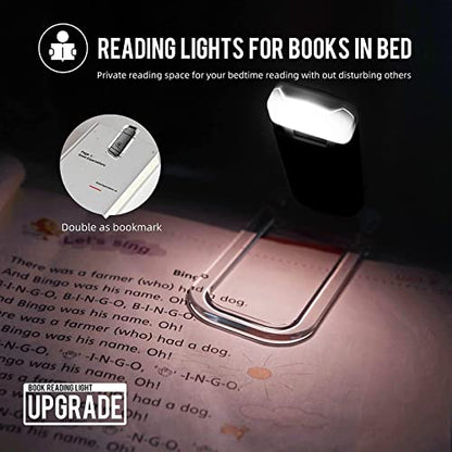EGWASER Portable USB Rechargeable LED Clip-on Book Light for Eye-Protection, 3 Brightness Adjustable Dimmable Bookmark Light for Reading in Bed (Black) - color: 1-Pack Black
