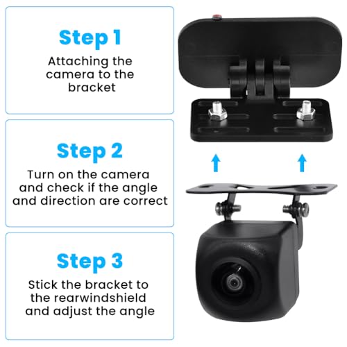 2pcs Rear Camera Holder, Universal Self Adhesive Dash Cam Bracket, 180° Adjustment Rearview Camera Bracket Rear Windshield for SUV, Truck, RV, Auto(Color:Black)