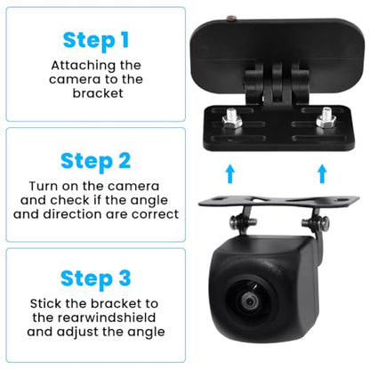2pcs Rear Camera Holder, Universal Self Adhesive Dash Cam Bracket, 180° Adjustment Rearview Camera Bracket Rear Windshield for SUV, Truck, RV, Auto(Color:Black)