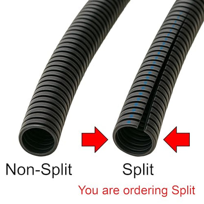 Electriduct 1/4" Flame Retardant Polypropylene Split Wire Loom Tubing Corrugated Conduit with Flammability Tracer - 100 Feet - Black - size: 0.25 Inch - 100 Feet