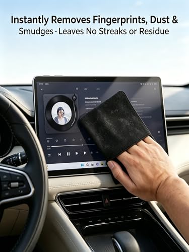 Microfiber Screen Cleaner Cloth Lint Free Soft Wipe for Car Touchscreen Phone Tablet Laptop Monitor Camera Lens Eyeglass Electronics Home Office Travel Black