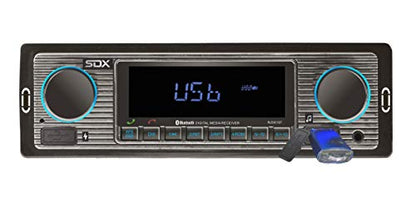 SDX Audio Bluetooth Radio Receiver, MP3 Player with USB Charger, MP3/USB, Aux-in, Built-in Microphone Hands-free, Multi Color Illumination Digital LCD Display Panel, Car Stereo Receiver with Bluetooth