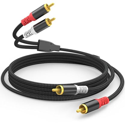 HOSONGIN RCA Audio Cable 10FT - Dual Shielded Noise Free Durable Braided Male to Male Long Audio Cord for Home Theater/Amplifier/Subwoofer/Speaker/Audio Receiver/Vinyl Record Player/SoundBar - 10 feet - size: 10FT-1Pack