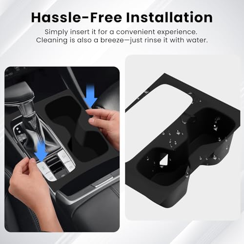 Autorder Silicone 2-in-1 Cup Holder for 2022-2026 Hyundai Santa Cruz Accessories Silicone Center Console CupHolder Insert with Gear Shift Panel Cover Dust & Scratch Resistant All-Around Protection - size: 2022-2026 Hyundai Santa