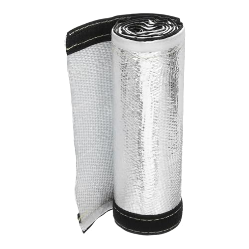 MECCANIXITY 1.5mm Heat Shroud Aluminized Sleeving 2 1/5" ID x 3.2FT Aluminum Metallic Fiberglass Heat Shroud for Fuel Lines Cables Electrical Wiring - size: 2 1/5" ID x 3.2FT