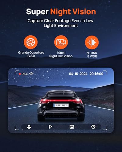 70mai Dash Cam M310, Dash Camera for Cars 1296P QHD, Smart Dash Cam Front Built in WiFi, 130° Wide-Angle FOV, WDR, Night Vision, iOS/Android Mobile App, Loop Recording, Parking Monitor, Time-Lapse