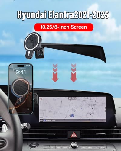 PZK Car Phone Holder for Hyundai Elantra 2021-2026 8-Inch/10.25-Inch Screen - color: Magsafe+ Wireless Charger, size: Extension Rod