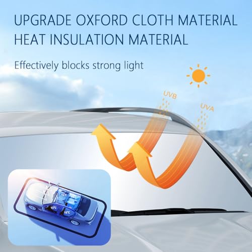 300T Thickened Sunshade for Car Windshield,Windshield Sun Shade for Blocking 99% Sunlight & Heat,Summer Cars Essentials Sun Cover for Car Windshields Fits Small Truck,SUV (XL: 63x33 inch) - color: XL(63 x 33 inch)