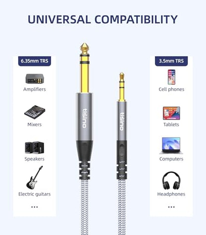Tisino 1/8 to 1/4 Stereo Cable, 3.5mm to 1/4 Adapter Aux Cord, 10 FT - size: 3m/10ft