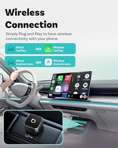 OTTOCAST Mini Pot 2-in-1 Wireless CarPlay/Android Auto Adapter 2026(USB-C) - color: Black (USB-C)