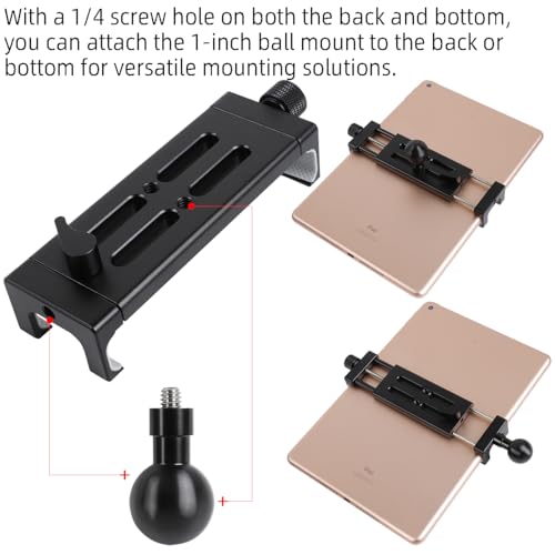 All-Aluminum Heavy Duty Drill Base Tablet Holder Mount for 4.7"-15" iPad Pro,Mini,Samsung Galaxy Tab, Surface, 360°Adjustable 2-Stage Arm Car Stand for Truck Dashboard Wall Desk Commercial Vehicle
