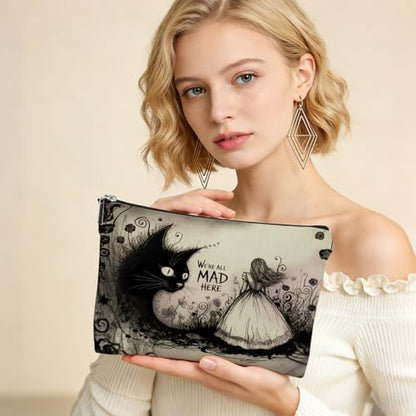 Goth Cat Makeup Bag, Cat Lover Gifts Cosmetic Bags Zipper Pouch - color: Multicolor 022