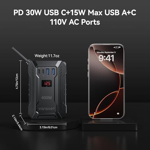 400W Car Power Inverter for Vehicles DC 12V to AC 110V Inverter - color: Black