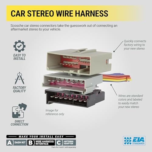 Scosche CR02BCB Car Radio Wiring Harness Kit with Crimp Connectors Compatible with Select 2002-07 Chrysler, Dodge and Jeep Vehicles - Stereo Wire Adapter - See Guide in Images for Vehicle Fitment - style: Wire Harness w/ Pre-Installed Wire Connectors