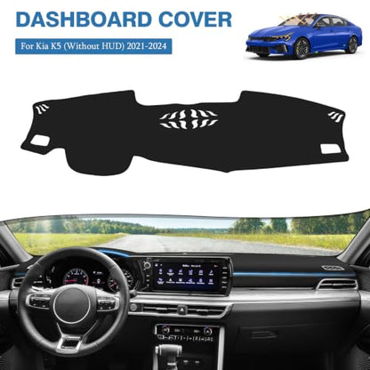 FIILINES Dash Cover Fit for 2021-2024 Kia K5 (Without HUD), Dashboard Mat Exact Fit for K5 Interior Accessories Dashboard Pad Carpet Dash Mat Sunshade Non-Slip Polyester Protector No Glare Black - size: For K5 2021-2024
