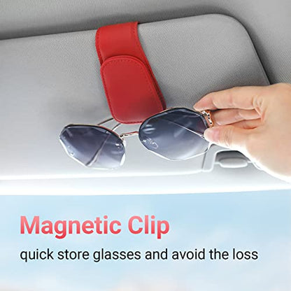 Sunglass Holder for Car Sun Visor Sunglasses Clip Car accessories -Red - color: Red