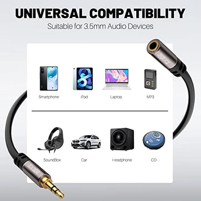3.5mm Extension Cable 4 Feet (2 Pack), Male to Female Auxiliary Audio Stereo Cable, Headphone Extension Cord, Hi-Fi Sound, Gold Plated Connectors, OFC Core, Black, (with 5 pcs Cable Ties) - size: 4 Feet (2 Pack)