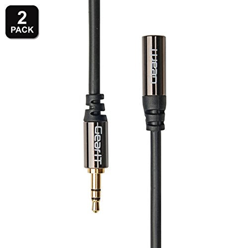 3ft 3.5mm Extension Cable, GearIT 2-Pack Pro Series Preminun Gold Plated 3 Feet 3.5mm Auxiliary Audio Stereo Extension Male to Female Cable, Black - color: Black, size: 3 Feet (2-Pack)