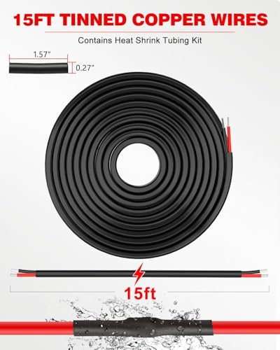 NAOEVO 12 Gauge Wire 2 Conductor, 12 Gauge Automotive Wire 12V Cable, 15FT - size: 15ft, style: 2C-12AWG
