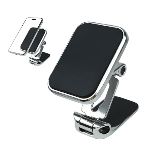 wuyaoyao Magnetic Phone Holder for Car, Foldable Retractable Automotive Cellphone Holder with Super Strong Magnets, Hands Free 360° Adjustable Phone Mount Fits All Smartphones for Car Home (Silver)