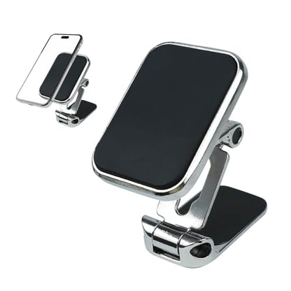 wuyaoyao Magnetic Phone Holder for Car, Foldable Retractable Automotive Cellphone Holder with Super Strong Magnets, Hands Free 360° Adjustable Phone Mount Fits All Smartphones for Car Home (Silver)