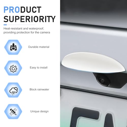 Car Rear View Camera Anti-Rain Cover, Plastic Back Up Camera Shield, Vehicle Reversing Cam Modification Protective Accessory, Universal for Most Cars (White) - color: White