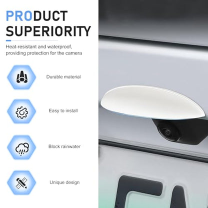Car Rear View Camera Anti-Rain Cover, Plastic Back Up Camera Shield, Vehicle Reversing Cam Modification Protective Accessory, Universal for Most Cars (White) - color: White