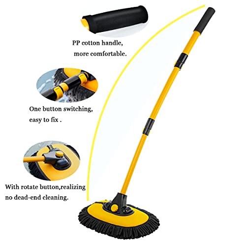 BMLEI Car Wash Brush with Long Handle, Cleaning Mop Car Wash Kit,Yellow - color: Yellow03