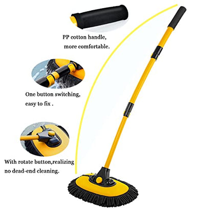 BMLEI Car Wash Brush with Long Handle, Cleaning Mop Car Wash Kit,Yellow - color: Yellow03
