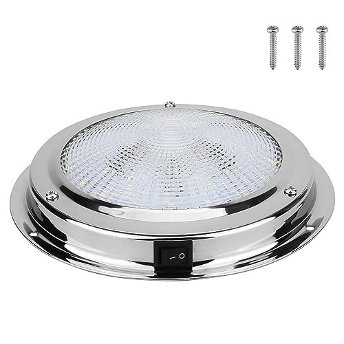RVZONE Marine Boat Dome Light 12V LED Boat Interior Lights with Toggle Switch 5.5" LED Boat Cabin Light with Stainless Steel Surface Mount - size: 5.5" Stainless steel base/White light
