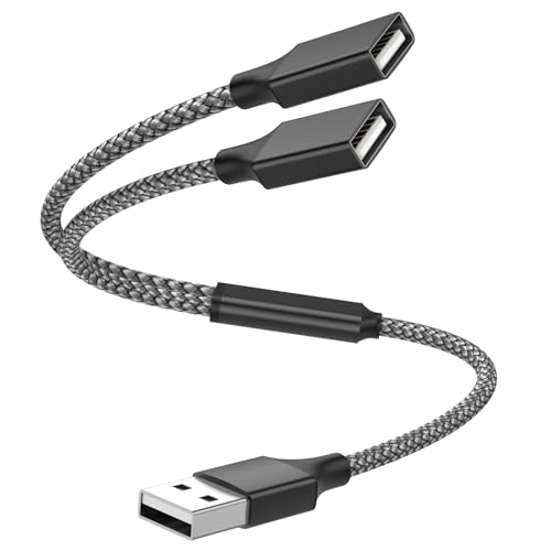 USB Y Splitter 1 in 2 Out 1Ft/30cm, USB Splitter Y Cable, Black - color: Black, size: 1FT