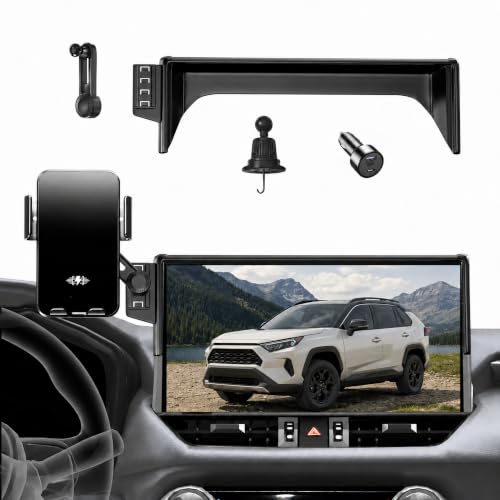 Car Phone Mount for 2019-2025 Toyota RAV4, Smart Auto-Clamping for 7/8" Screen Only (LE/XLE/Adventure), 15W Wireless Fast Charging, Premium Aluminum Holder, Without Blocking Airflow (Not Fit 9/10.5") - size: for Toyota RAV4 | 2019-2025