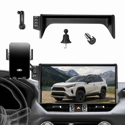 Car Phone Mount for 2019-2025 Toyota RAV4, Smart Auto-Clamping for 7/8" Screen Only (LE/XLE/Adventure), 15W Wireless Fast Charging, Premium Aluminum Holder, Without Blocking Airflow (Not Fit 9/10.5") - size: for Toyota RAV4 | 2019-2025