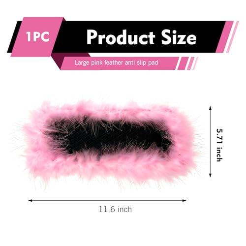 Car Dashboard Anti-Slip Pad, Pink Feather Car Magic Dashboard Decor Mat, 5.71" x 11.6" Multifunctional Sticky Dash Gripping Mat for Phones, Keys, Sunglasses and More (Pink)