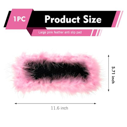 Car Dashboard Anti-Slip Pad, Pink Feather Car Magic Dashboard Decor Mat, 5.71" x 11.6" Multifunctional Sticky Dash Gripping Mat for Phones, Keys, Sunglasses and More (Pink)