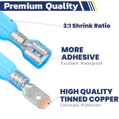 haisstronica 160PCS Heat Shrink Spade Connectors, 22-10 AWG, Male/Female - size: AWG 22-10, style: Male&Female Kit 160PCS
