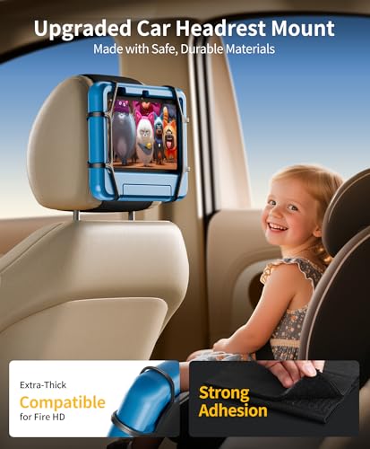 FANGOR Car Headrest Mount Holder, Tablet Holder for Kids in Back Seats, Anti-Slip Strap and Holding Net,Angle-Adjustable/Fits All 7 Inch to 12.9 Inch Tablets - size: 1 Pack - fit for 7-12.9" tablet
