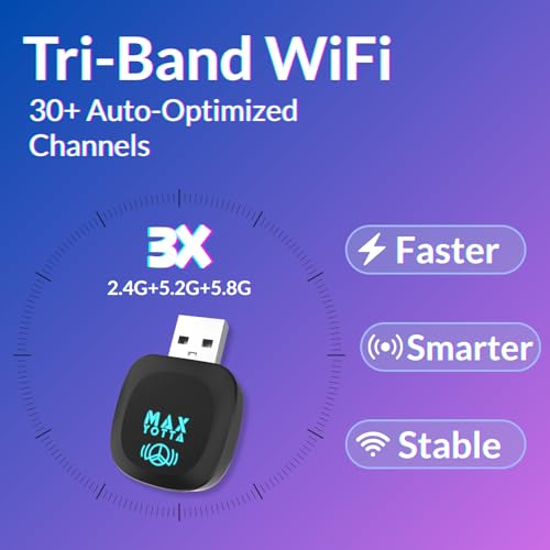 Wireless CarPlay Dongle for iPhone, Mini Plug & Play Car Play Adapter