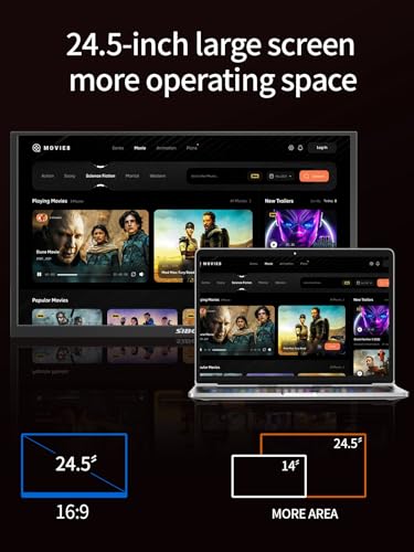 24.5" 2.5K Portable Monitor 160Hz QHD Gaming Monitor 100% sRGB IPS Large Screen, USB-C HDMI External Second Screen with Kickstand, Travel Monitor for Laptop, PC, Phone, VESA Mountable - size: 24.5inch 2.5K