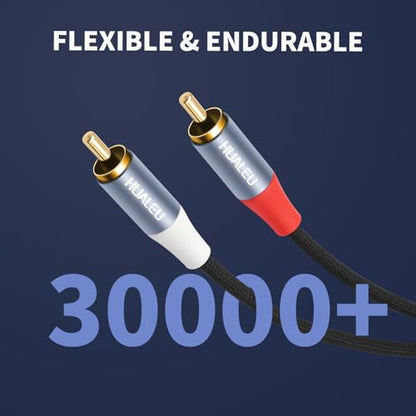 25FT 2 RCA M/M Stereo Audio Cable, Gold-Plated 2RCA Male to 2RCA Male Aluminum Shell Auxiliary Audio Cord-1Pack - size: 25FT*1