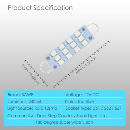 561 Led Bulb Blue 44mm Rigid Loop for Map Trunk Light 562 564 567 4pcs - color: Blue, size: Pack of 4