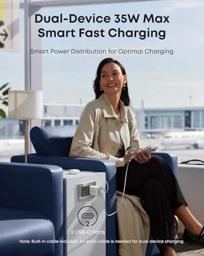 Anker Nano Retractable USB C Charger Block, Compact 35W Phone Charger - color: White