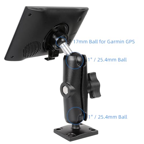 Aluminum GPS Mount with AMPS Drill Base Compatible Replacement for Garmin DriveSmart 50 51 61 65 70 76, Drive 51 55 60 61, nüvi 42 52 57 2539 2597 2689, RV 660 770, dēzl 570 580 - style: 5.9" Length