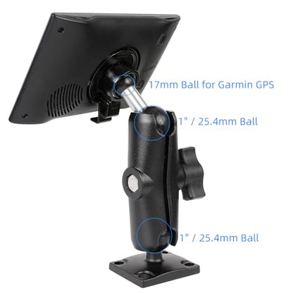 Aluminum GPS Mount with AMPS Drill Base Compatible Replacement for Garmin DriveSmart 50 51 61 65 70 76, Drive 51 55 60 61, nüvi 42 52 57 2539 2597 2689, RV 660 770, dēzl 570 580 - style: 5.9" Length