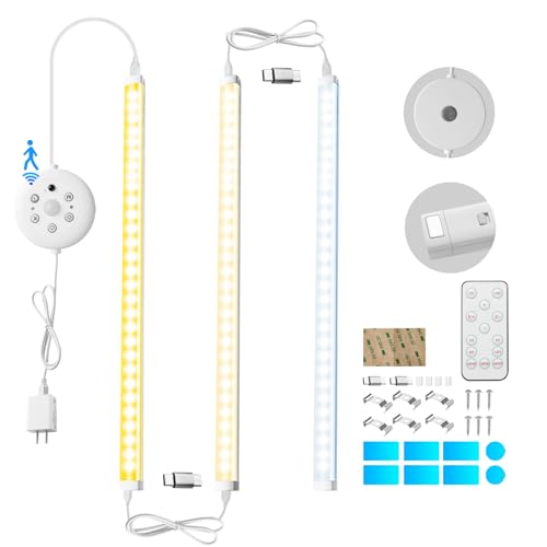 LED Cabinet Light Bars Motion Sensor Dimmable Lights Kitchen Closet Shelf - color: White
